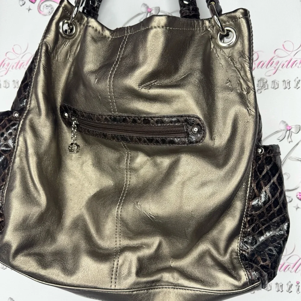 Kathy Van Zeeland bag purse vintage 2000s snake Elegant Black Gold Women's Bag